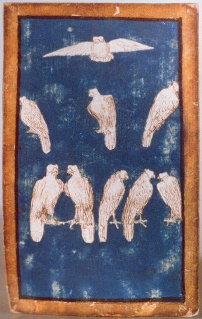 Birds of Prey in flight and on perches, one of a set of playing cards depicting scenes of courtly hawking, Upper Rhein Area, c.1440-45 by Konrad Witz